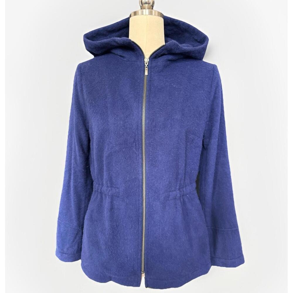 KUNA 100% Alpaca Wool Jacket Hooded Long Blue Sz Xs Womens Made In Peru